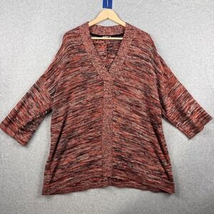 Pure Jill Sweater Womens Medium Red Marled V Neck Dolman Sleeve Pullover